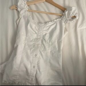 Hollister Ivory Ruffle Sleeve Blouse